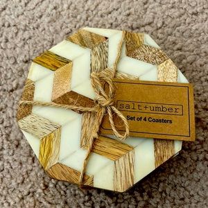Salt + umber set of 4 Mango wood coasters